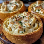 Chicken Alfredo Garlic Bread Bowls