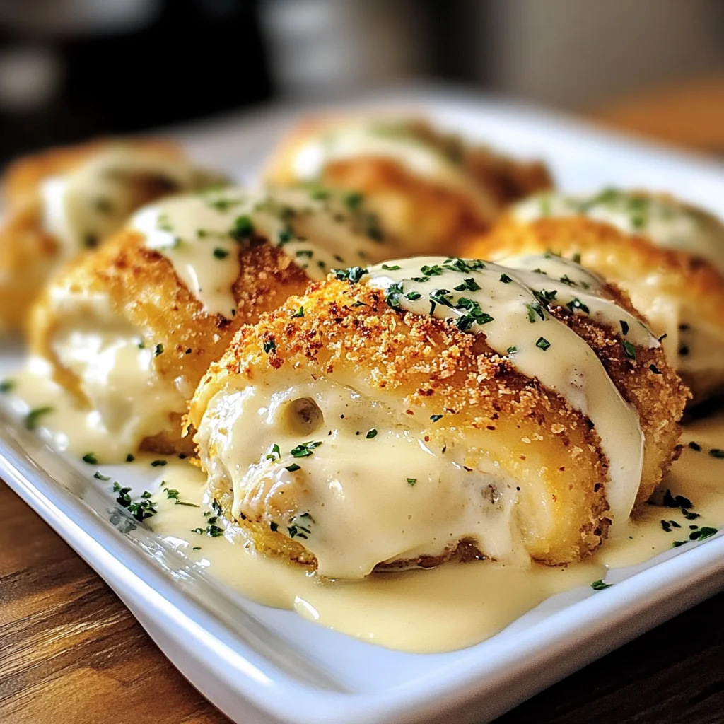 Chicken Pillows with Creamy Parmesan Sauce