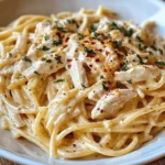 Creamy Crockpot Garlic Parmesan Chicken Pasta