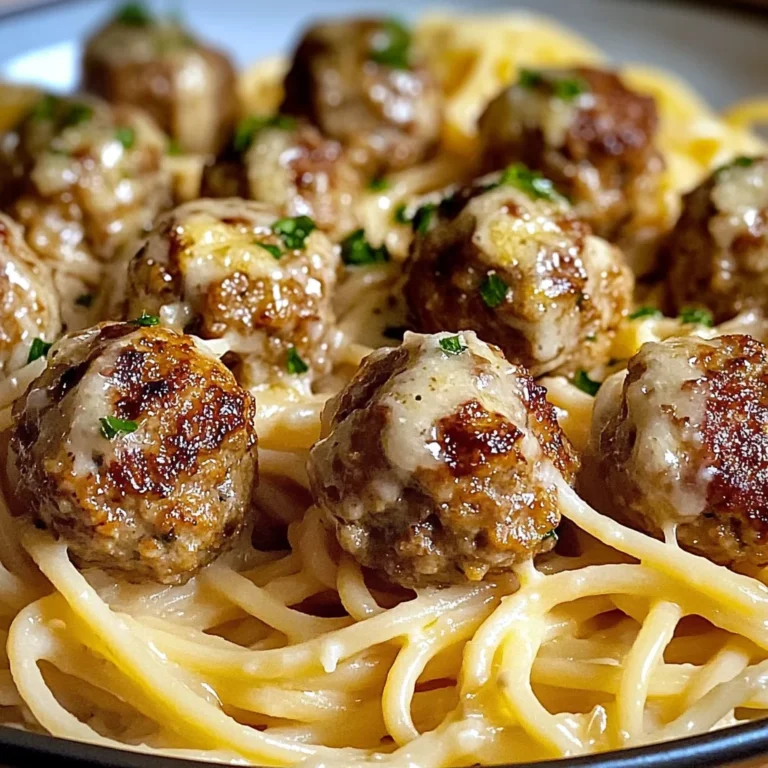 Garlic Butter Meatballs : Creamy Linguine Delight