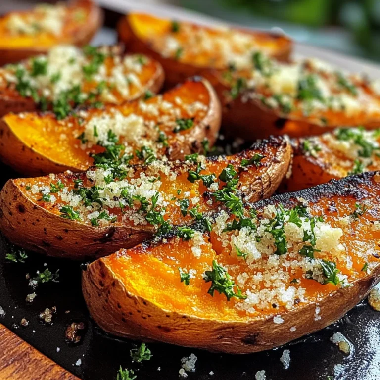 Garlic Parmesan Sweet Potato Wedges