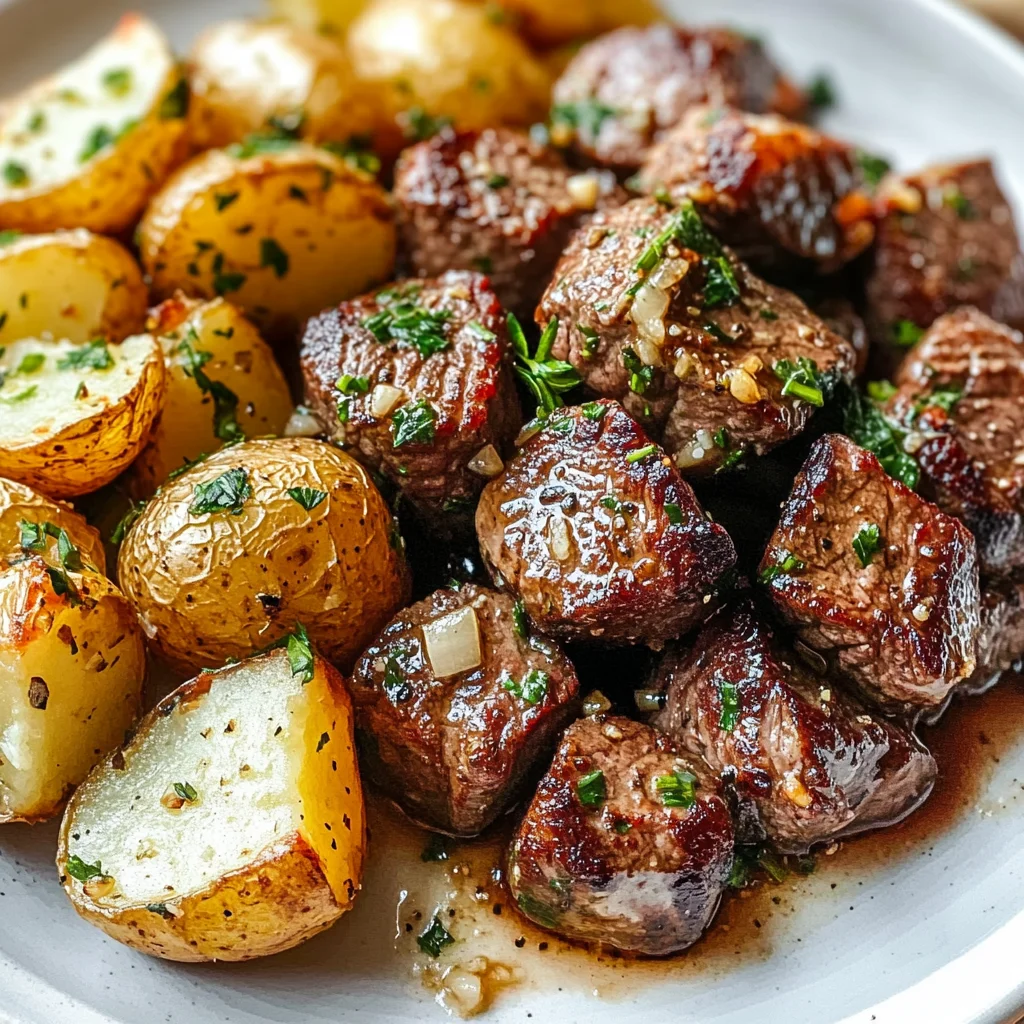 Garlic Steak Bites and Potatoes