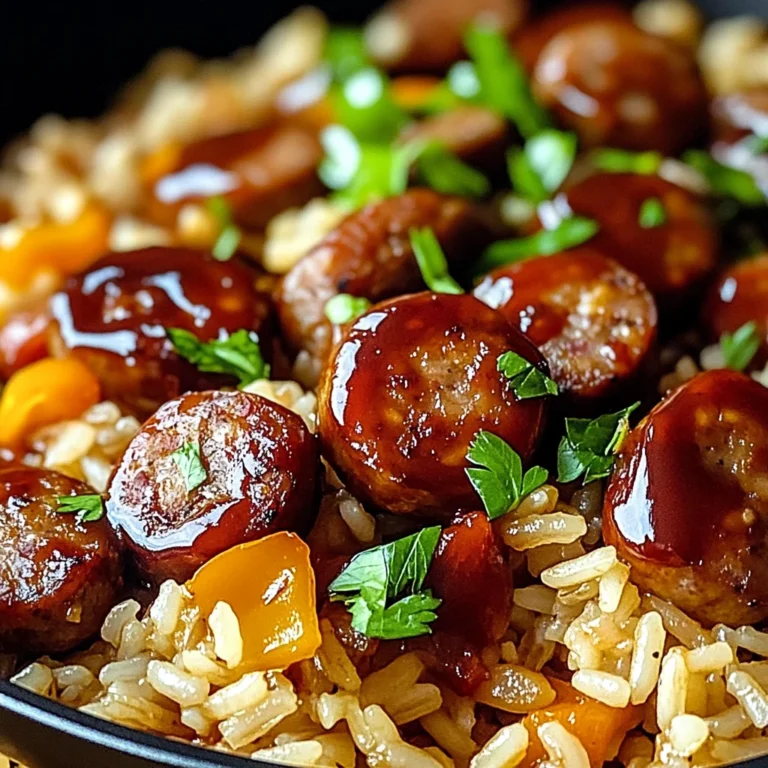 One Pan Sweet And Tangy Bbq Sausage Rice