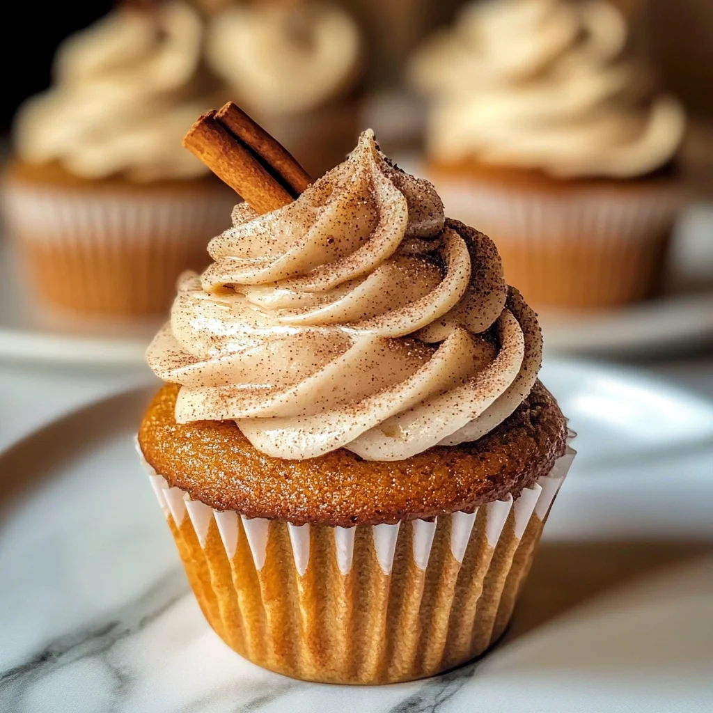 Vanilla Chai Pumpkin Latte Cupcakes with Cinnamon Brown Sugar Frosting
