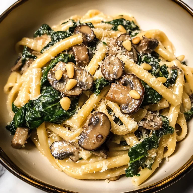 Creamy Mushroom And Spinach Pasta