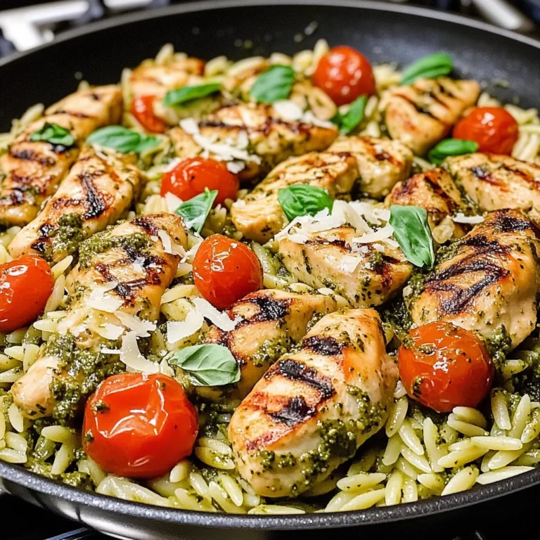 One Pan Chicken & Pesto Orzo