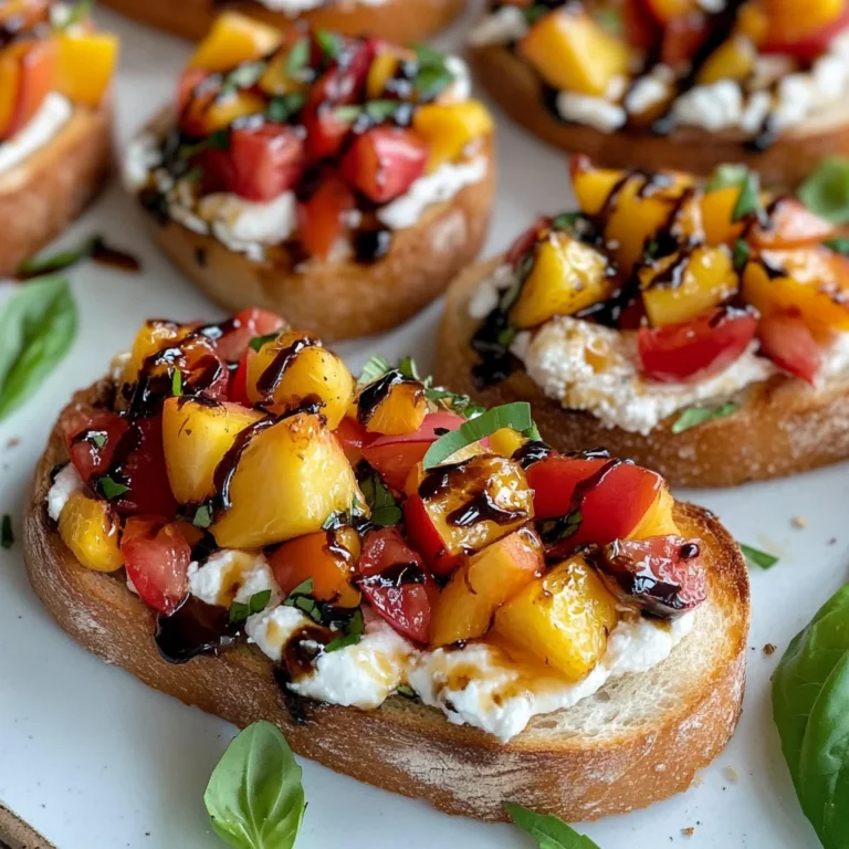 Quick Peach Bruschetta with Whipped Ricotta
