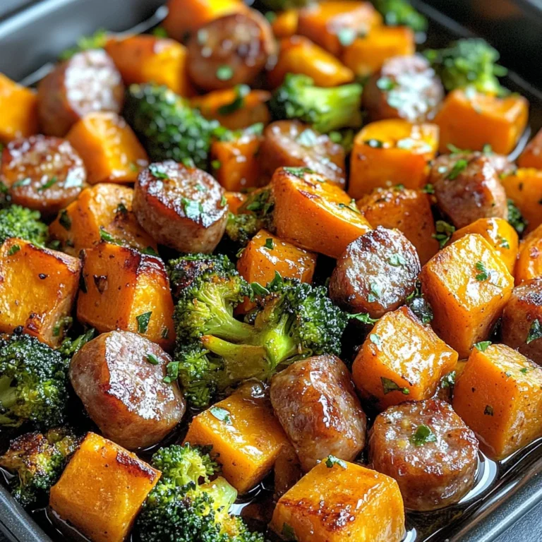 Sheet Pan Sausage and Sweet Potatoes with Honey Garlic Sauce