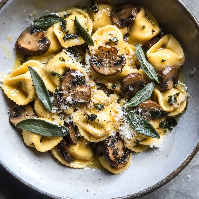 Cheese Tortellini with Butter, Mushrooms, and Crispy Sage