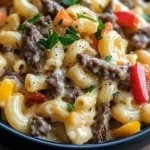 High-Protein Creamy Philly Cheesesteak Mac & Cheese