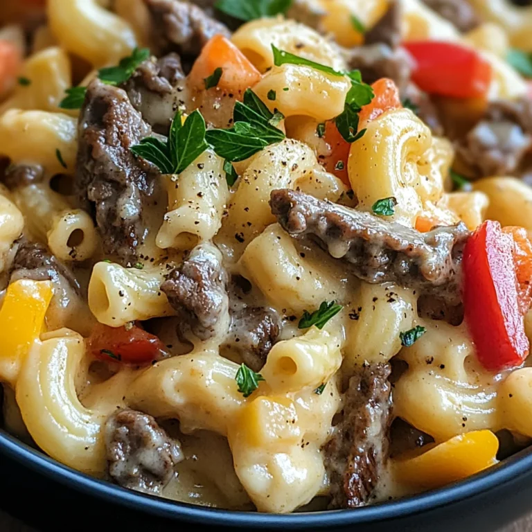 High-Protein Creamy Philly Cheesesteak Mac & Cheese