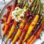 Honey Roasted Rainbow Carrots with Burrata and Pomegranate