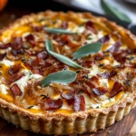 Pumpkin, Ricotta & Caramelized Onion Tart with Bacon and Sage