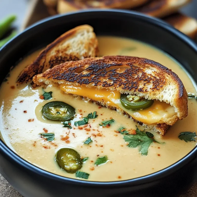 Spicy Jalapeño Popper Soup with Grilled Cheese Dippers