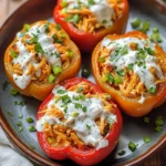 Buffalo Chicken Stuffed Peppers - Dairy Free & Low Carb