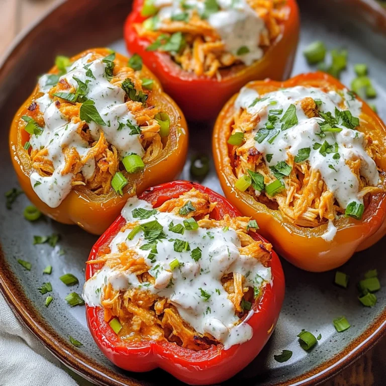 Buffalo Chicken Stuffed Peppers - Dairy Free & Low Carb