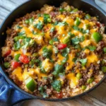 Cheesy Taco Ground Beef & Cauliflower Rice Skillet