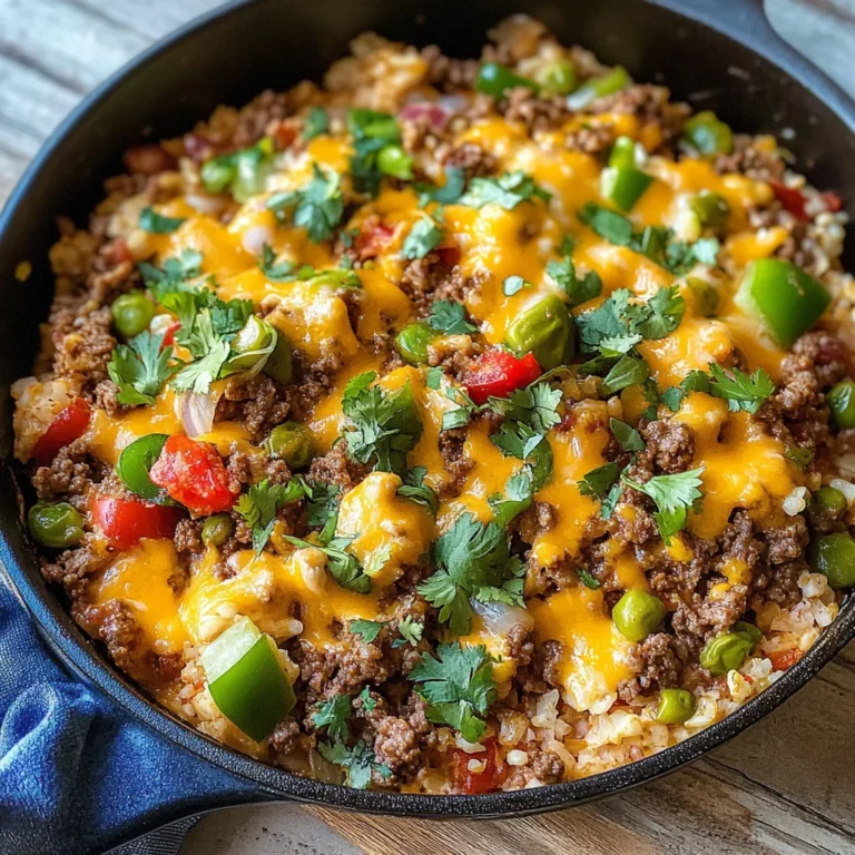 Cheesy Taco Ground Beef & Cauliflower Rice Skillet