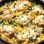 Chicken and Spinach Spaghetti Squash Alfredo