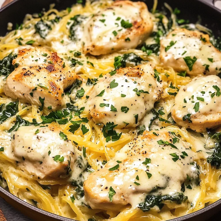 Chicken and Spinach Spaghetti Squash Alfredo