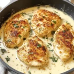 Crispy Parmesan Chicken with a Rich Garlic Sauce - Easy Dinner Idea