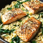 One Skillet Salmon with Lemon Orzo