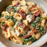 Spicy Spinach and Sun Dried Tomato Pasta