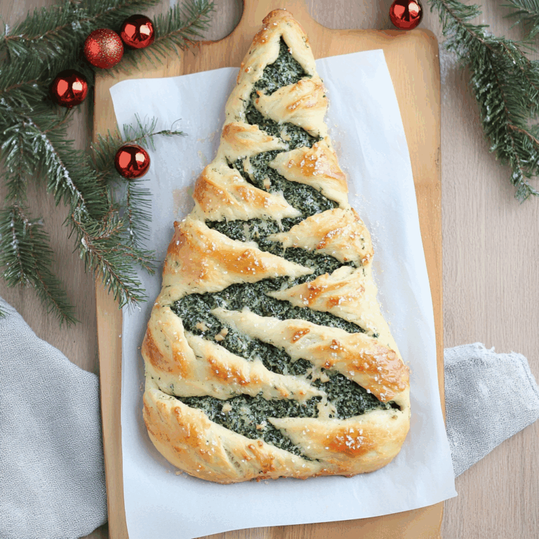 Christmas Tree Spinach Dip Breadsticks