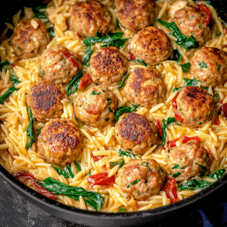 One Pan Chicken Meatballs with Orzo