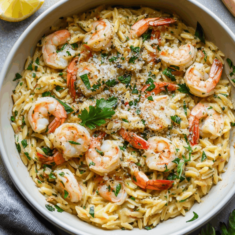 One Pan Parmesan Orzo with Shrimp