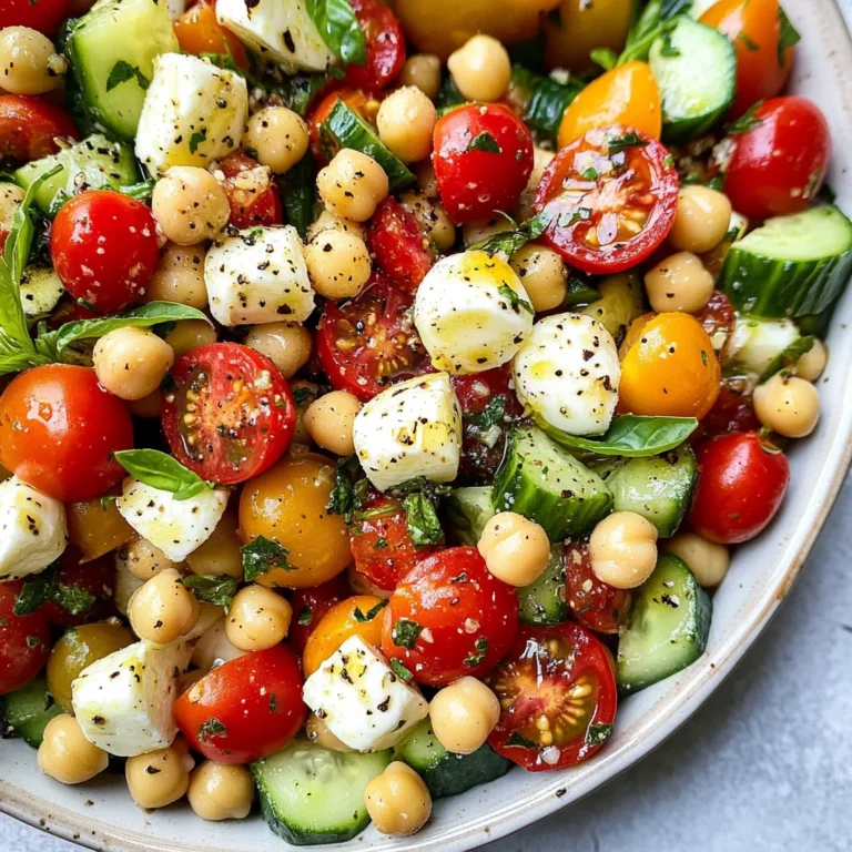 Caprese Chickpea Salad with Roasted Garlic Basil Dressing