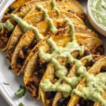 Crispy Baked Ground Turkey Tacos with Avocado Sauce